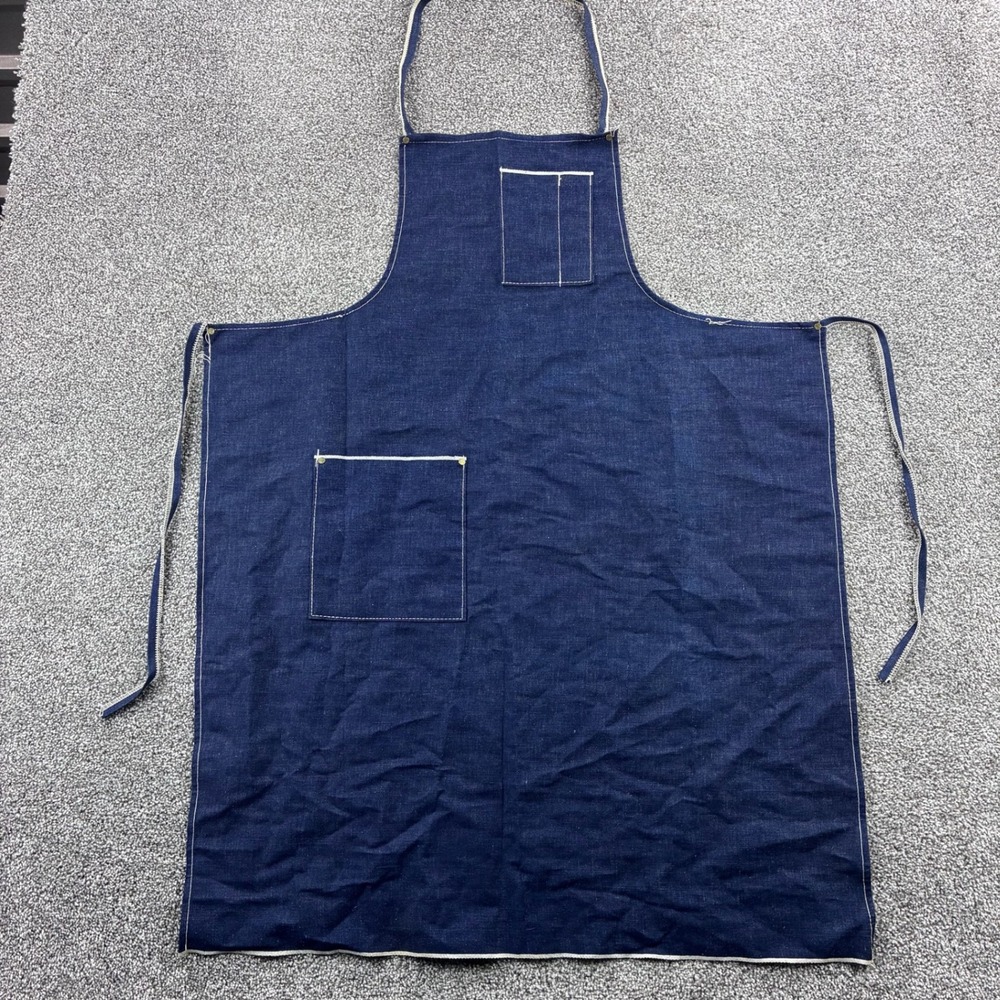 Vintage Selvedge Denim Bib Apron Ace Hardware Blue Cotton Workwear Shop Pockets